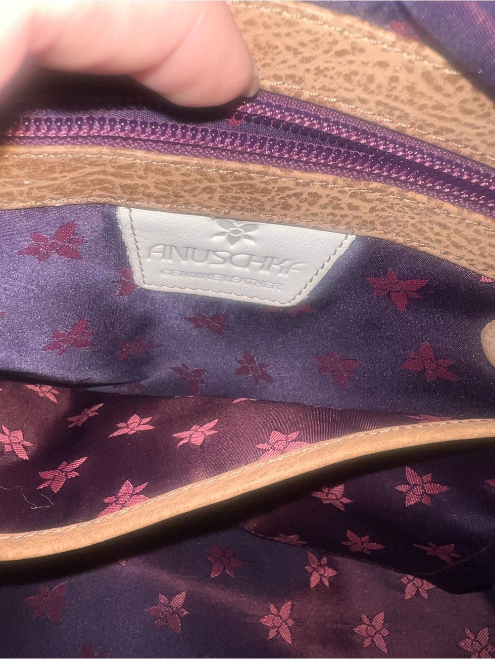 Anuschka Hand Painted Leather Satchel Northern Jays Large Multicolor - Picture 10 of 11